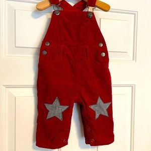 Baby Boden Red Star Corduroy Overalls, size 6-12 mo